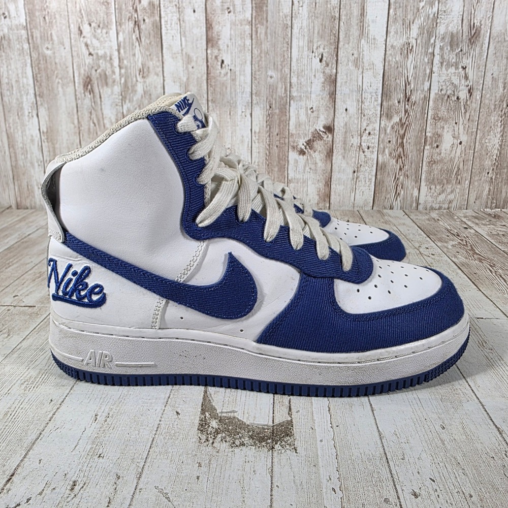 Nike Air Force 1 High White Royal Blue Canvas Leather DC8168-100 Womens 6.5